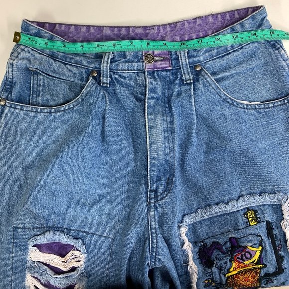 90s Authentic Exhaust Jeans Hip-hop Graffiti Denim Jeans Thrashed Ov… - Picture 5 of 12